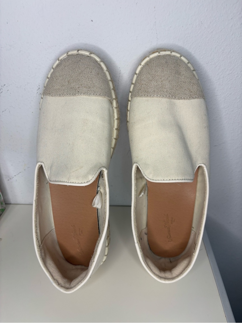 UNIVERSAL THREAD CANVAS NEUTRAL SLIP ON PLATFORM SHOES SZ 7.5